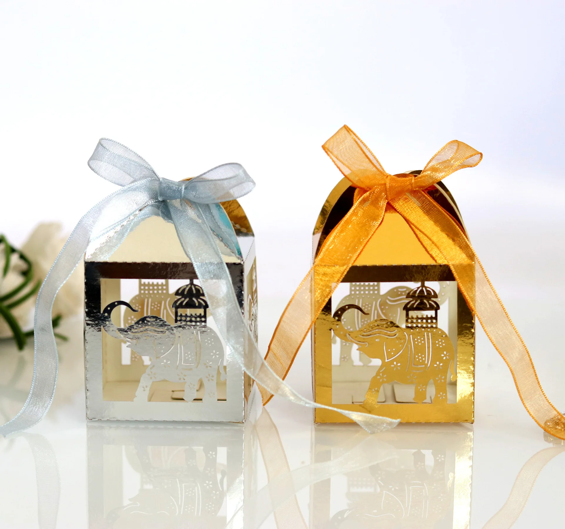 Белые пустотелые Слоны лазерная резка подарочные коробки маленькие для