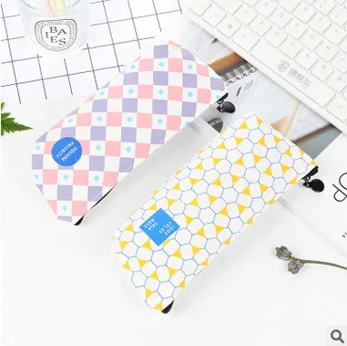 

Geometric pattern Pencil Case Big capacity Canvas School Pencil Bag Storage bag pen Pouch School Supplies Stationery pen case