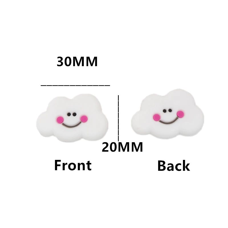 Chenkai-Cuentas de dentici&oacute;n de silicona para beb&eacute;, Mini nube sin BPA, mordedor de beb&eacute; para roedores, joyer&iacute;a de grado alimenticio, collar, regalo, 5 piezas-5