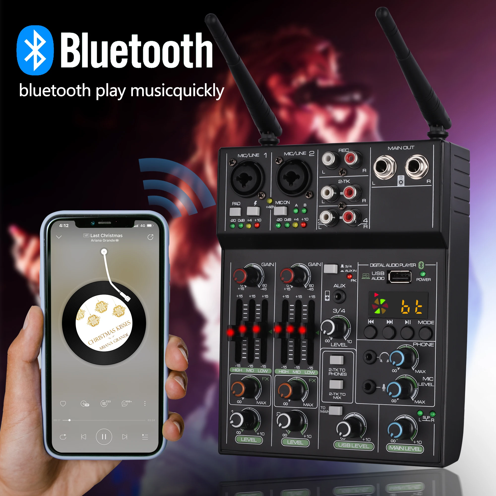 BM-AX2 профессиональный звуковой микшер с беспроводным микрофоном звуковая панель