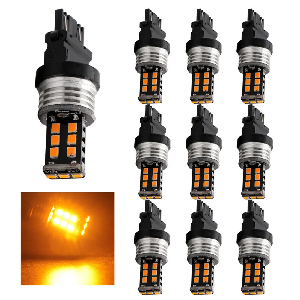 

10Pcs Car Lights Amber T25 3157 2835 15SMD 420lm Canbus LED ERROR FREE Turn Signal Light 12V 24V Bulbs High Quality Parts