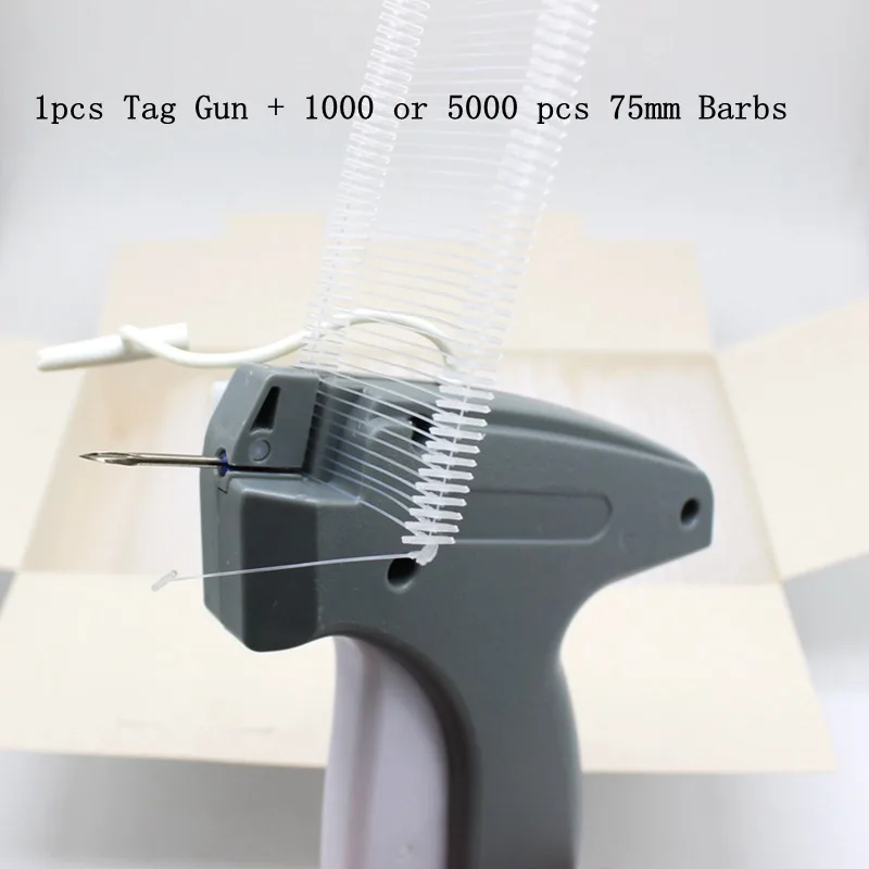 1pcs Tag Gun + 1000 or 5000 pcs 75mm Barbs Tagging Gun Garment Price Label Gun pistola etiquetadora Labeller Machine