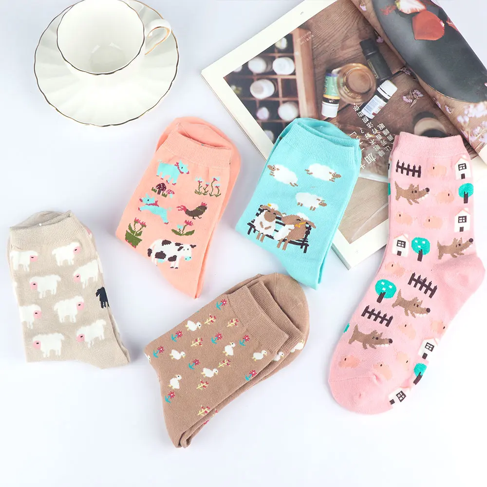 HEALMEYOU/1 пара милые шикарные женские Носки с рисунком овечки петуха собаки утки