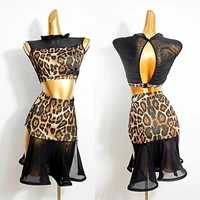 new latin dance dress adult sexy tops latin dance skirt leopard performance clothing women salsa samba cha cha costume vdb2285