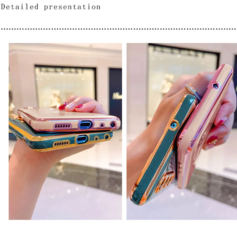 Luxury Silicone Case For Oppo A15 phone Case For oppo A15S Cover Shockproof Fundas Ring Stand Holder Cases oppo A15 A15S