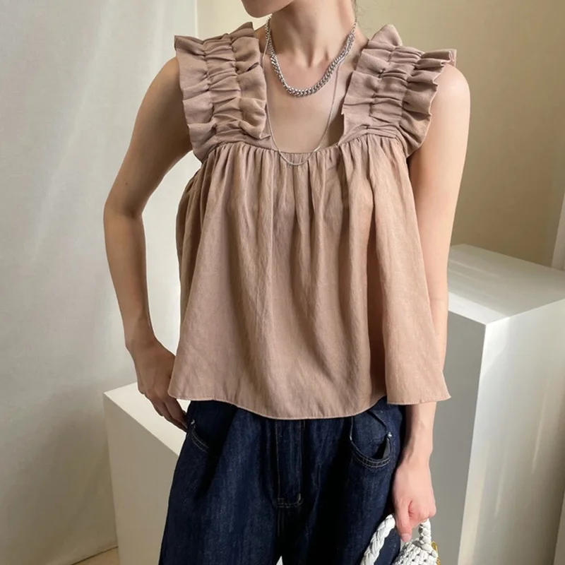 

Fungus Solid Camis Tanks Women'S Fashion Sweet Loose Short Tops Woman Casual Looking Thin Strapless Camis Ladies Summer 2021