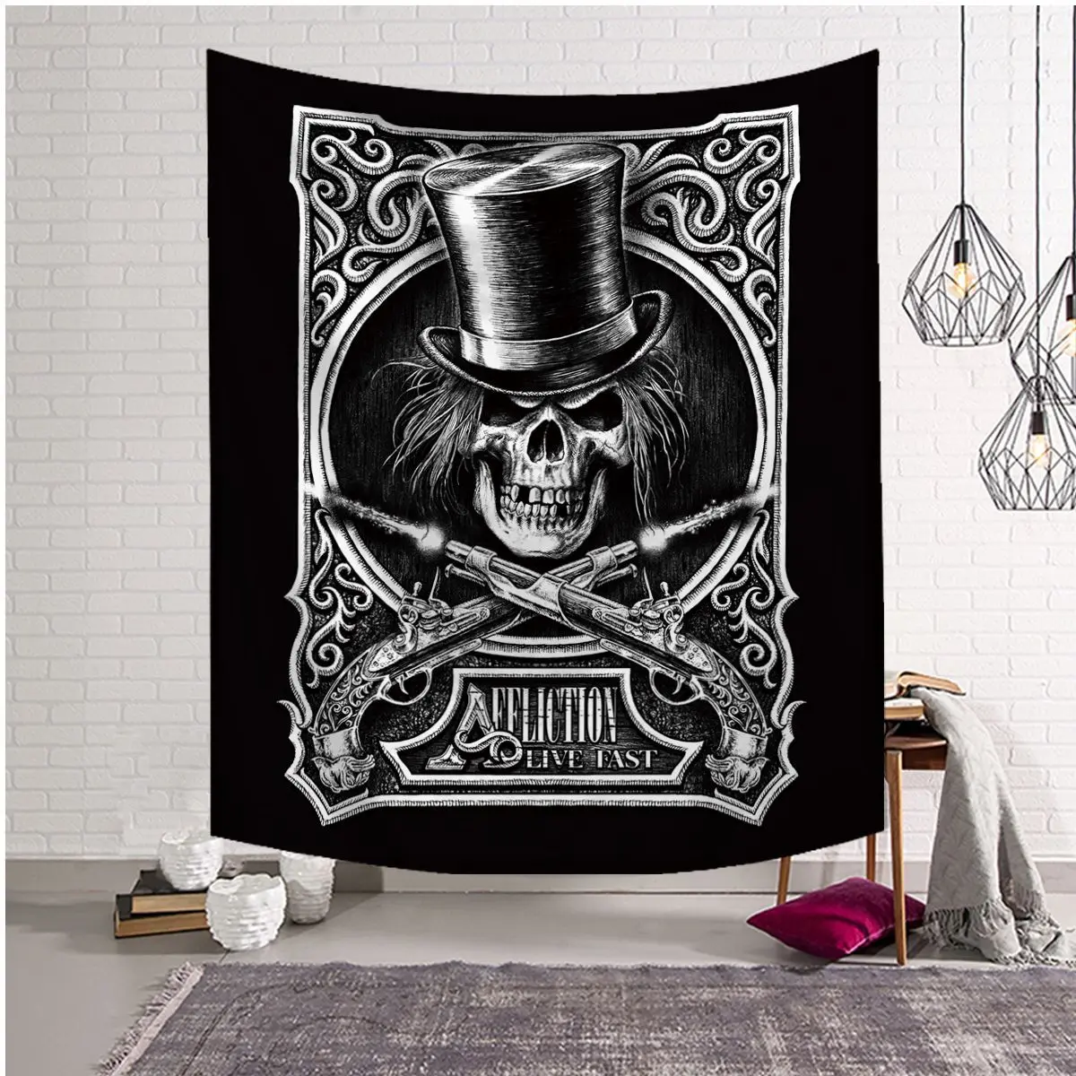Гобелен хиппи с черепом и флагом баннер настенное подвесное одеяло из полиэстера