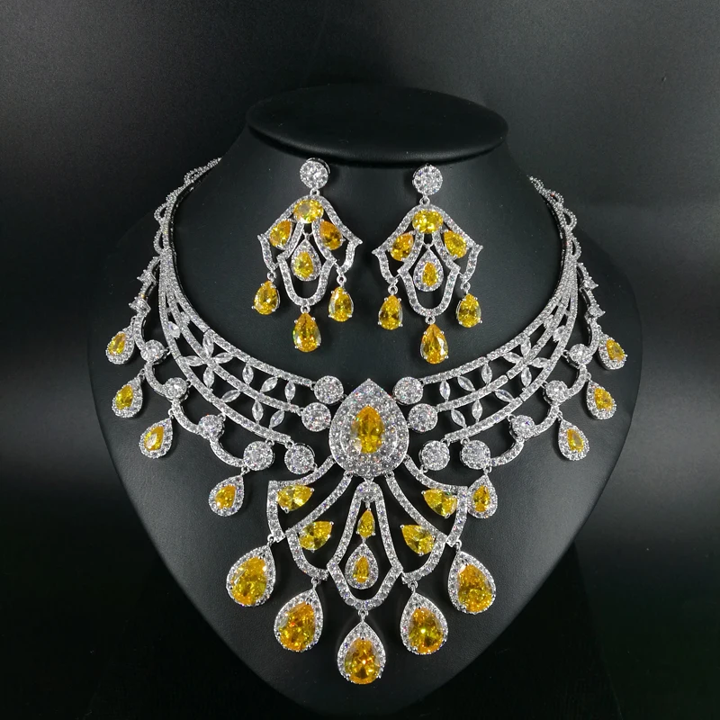 Новинка 2019 модный Романтичный комплект из ожерелья и сережек в виде желтых