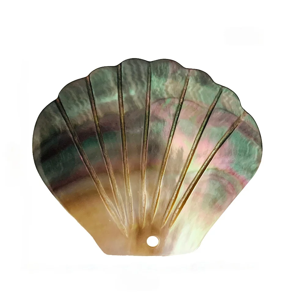 

2PCS Natural Shell Charms Pendant Exquisite Sector Shaped Carving Seashell for DIY Jewelry Making Finding Accessories Necklace