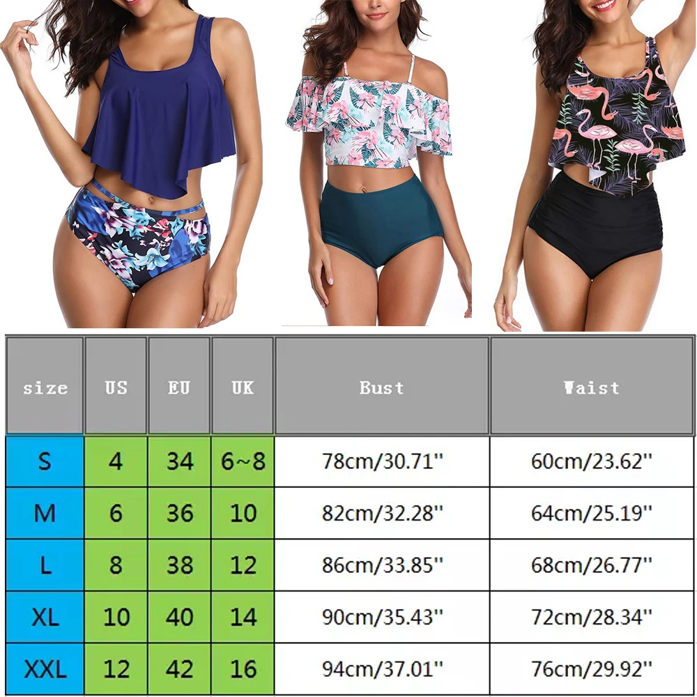 Женский комплект бикини купальный костюм танкини купальник с высокой талией