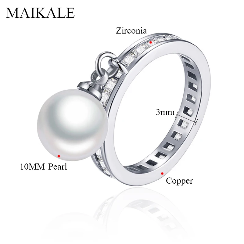 MAIKALE, роскошные кольца с кубическим цирконием и жемчугом, Коктейльные кольца для женщин, золото, серебро, цвет драгоценный камень, CZ, обручальное кольцо, кольца, креативные ювелирные изделия