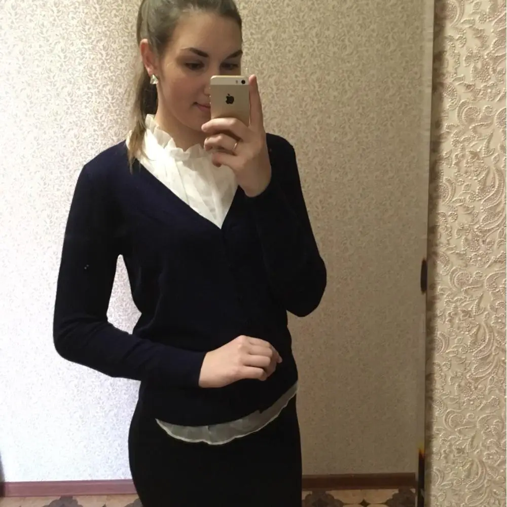 Вязаный женский кардиган, свитер, Осень-зима, повседневный Однотонный свитер с v-образным вырезом и длинным рукавом, вязаный свитер, женский свитер