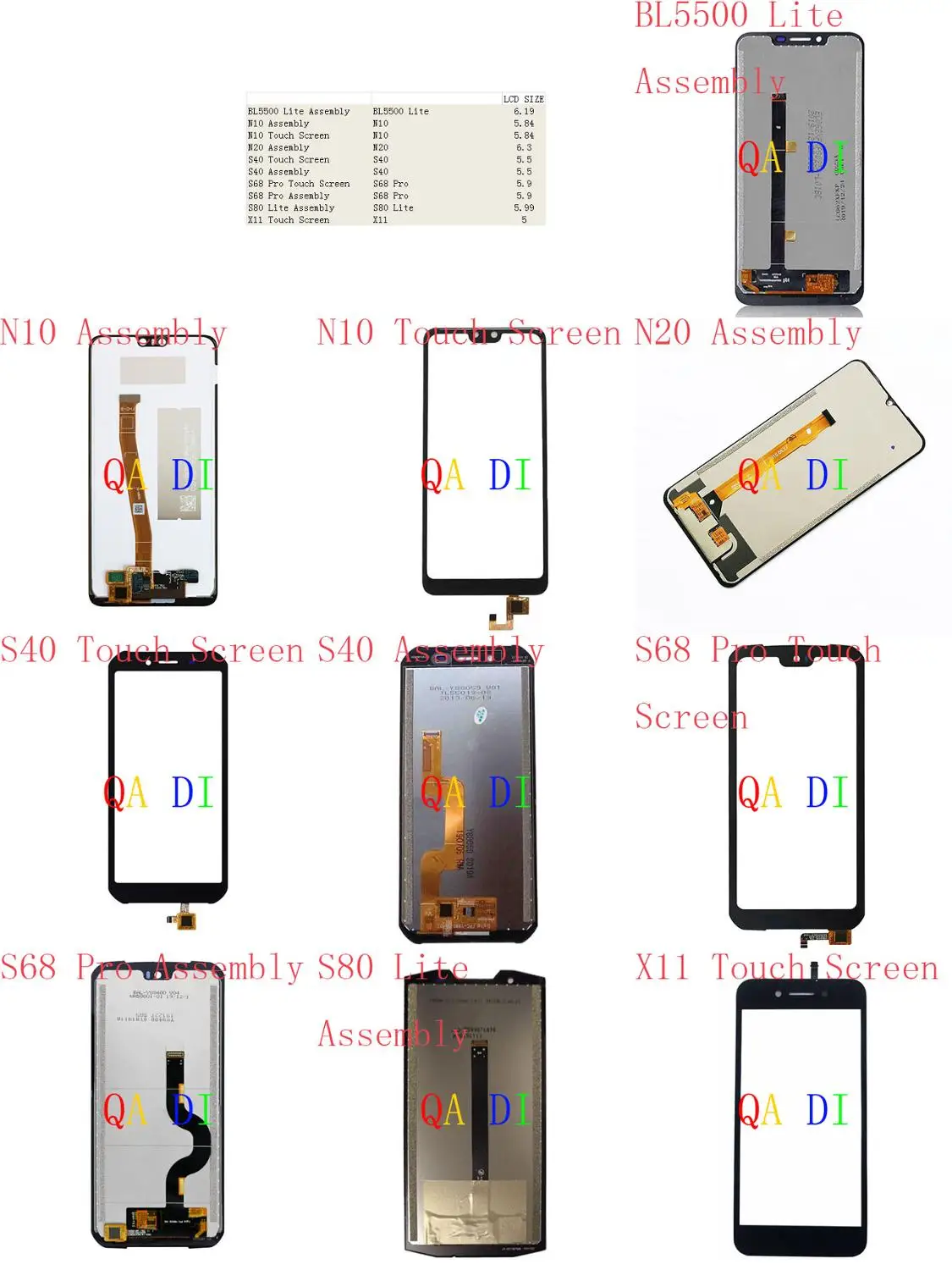 Сенсорный ЖК дисплей в сборе для DOOGEE BL5500 Lite N10 N20 S40 S68 Pro S80 X11|Сенсорные панели