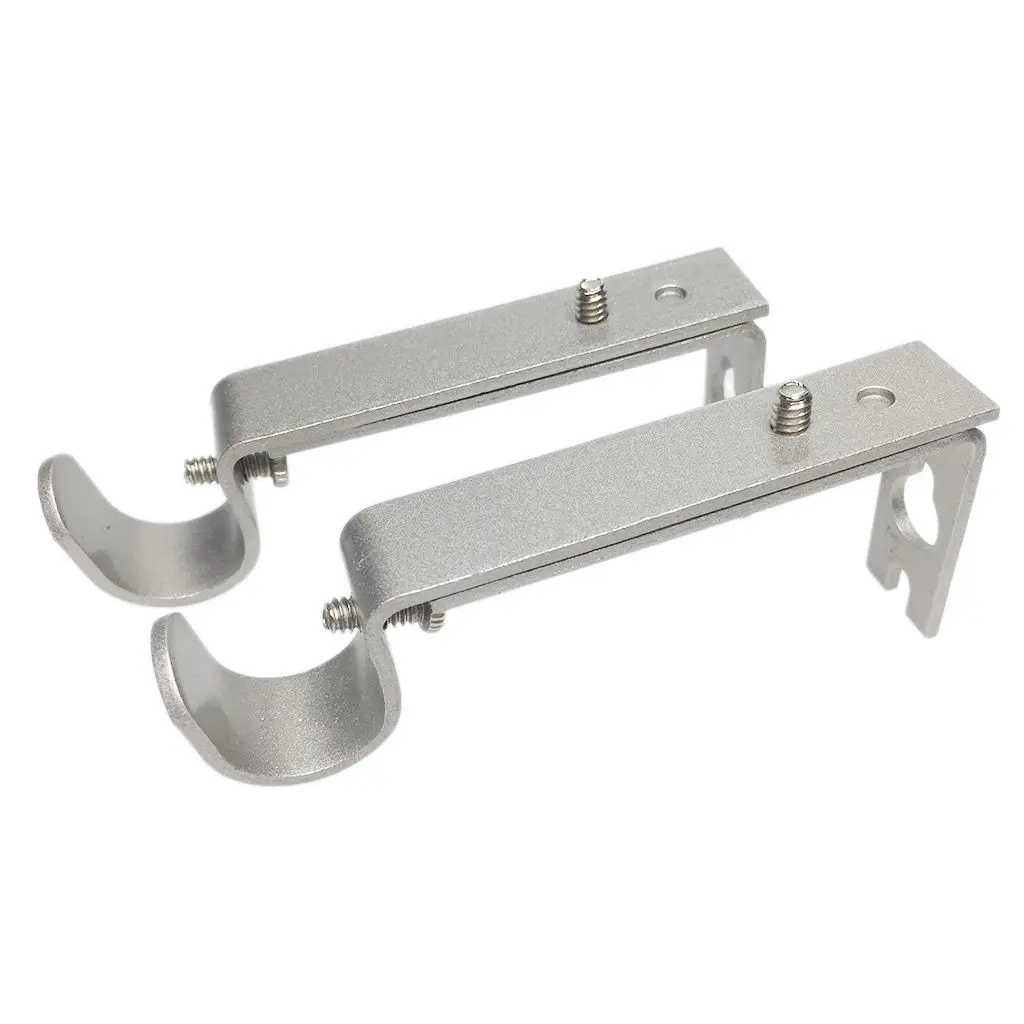 

2pcs Metal Single Window Curtain Rod Bracket Holder Wall Mounted for Diameter 19.05mm Poles