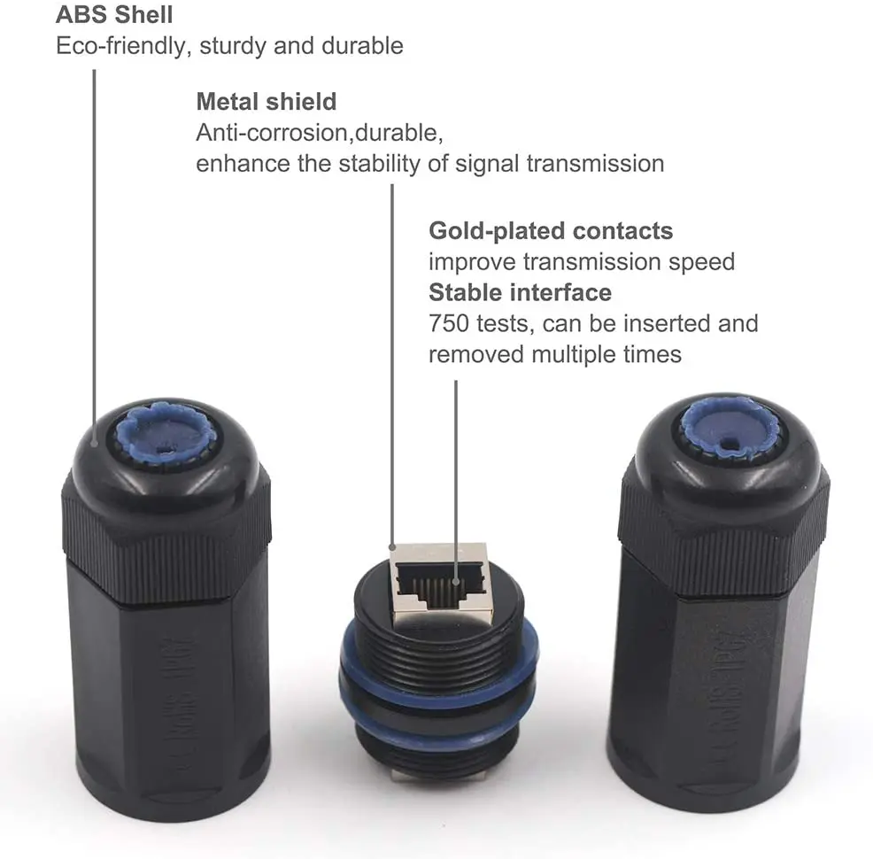 2PCS /PACK Waterproof RJ45 Coupler Shielded Cat6 Outdoor Ethernet Connector Female to Female