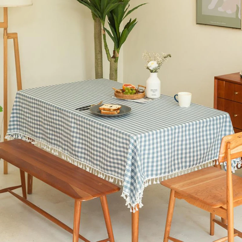 Скатерть прямоугольная в сетку элегантная льняная скатерть украшение для дома -
