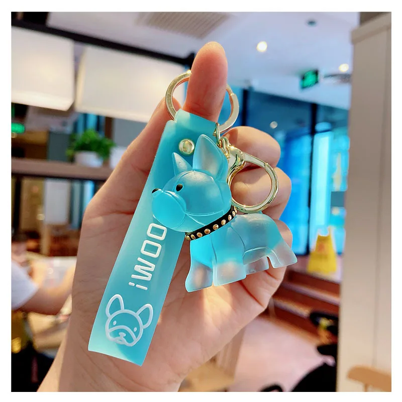 

Cute Doll Key Chain Creative Custom Couple Ins Bag Pendant Car Crystal Key Ring New Cartoon Method Fighting Dog Keychains