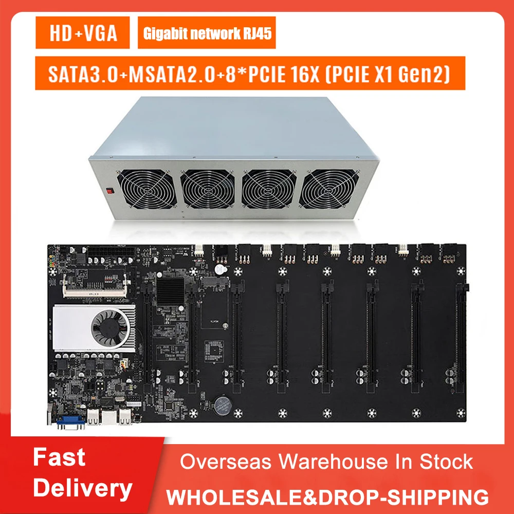 

Для майнинга ETH и т. д. ZEC Ethereum Rig Набор для майнинга чехол BTC-D37 шасси с 4 вентиляторами материнская плата 8 слотов 4 Гб DDR 128 Гб SSD 1800 Вт PSU