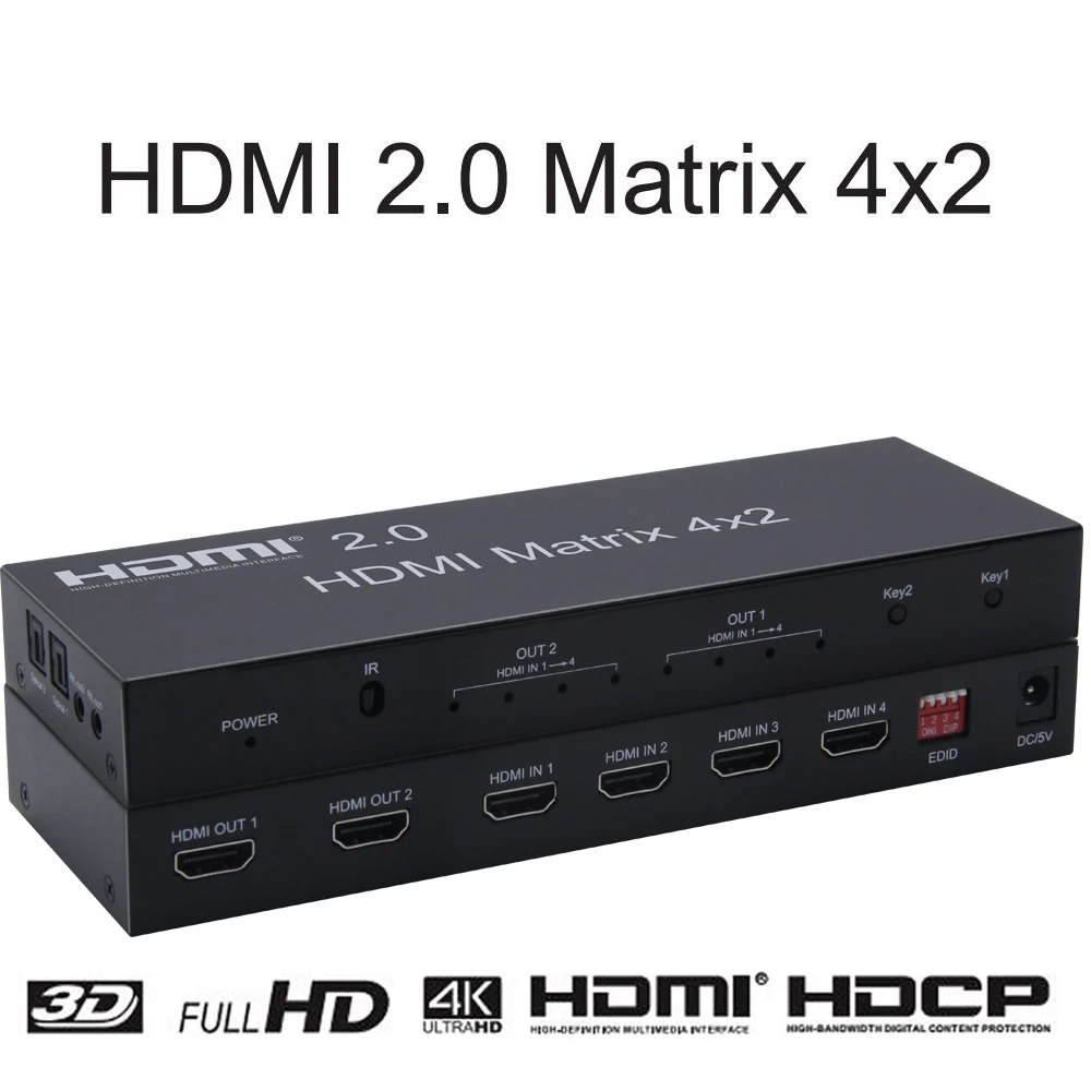 Матричный коммутатор 4K HDMI 4x2 2 0 матричный с поддержкой @ 60hz 3D FullHD 1080p 4 входа выхода