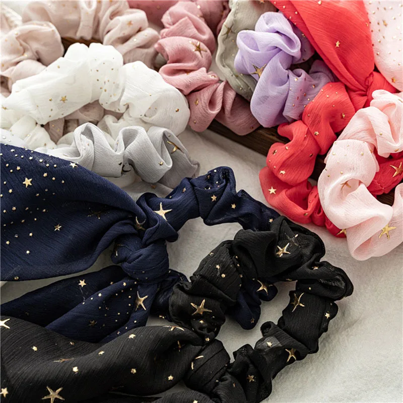 

Fashion Fabric Star Bow Long Ribbon Ponytail Scarf Hair Tie Scrunchies Headband Women Girls Elastic Hair Bands Hair Accessories