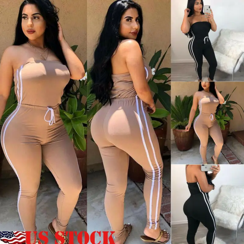 Женский комбинезон в полоску повседневный без рукавов наличии американском