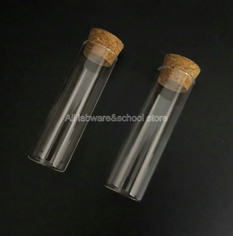 

20pcs/lot Glass 30x100mm Clear Flat Bottom Glass Test Tube With Cork Stopper Lab Glassware For Sale