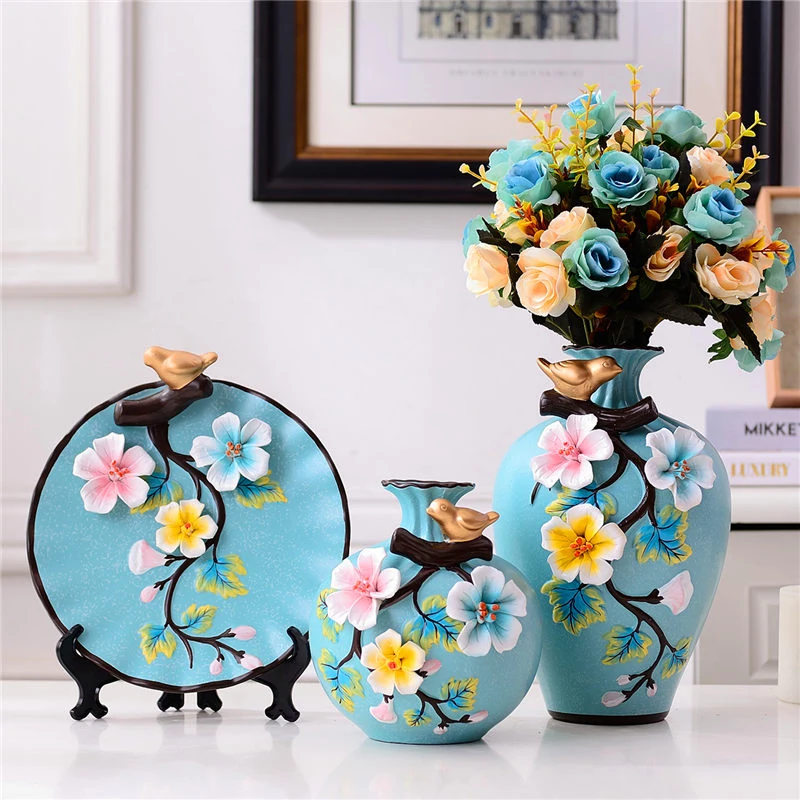 

3pcs/set Modern ceramics Vase Handmade High quality vases dried flowers containers living room entrance home decoration