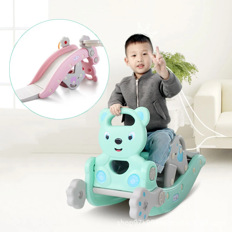 3 In1 Multifunction Children's Rocking Horse Slide Newborn Birthday Gift Car Baby Dual-Use Toy Trojan Rocking Chair Baby Stool