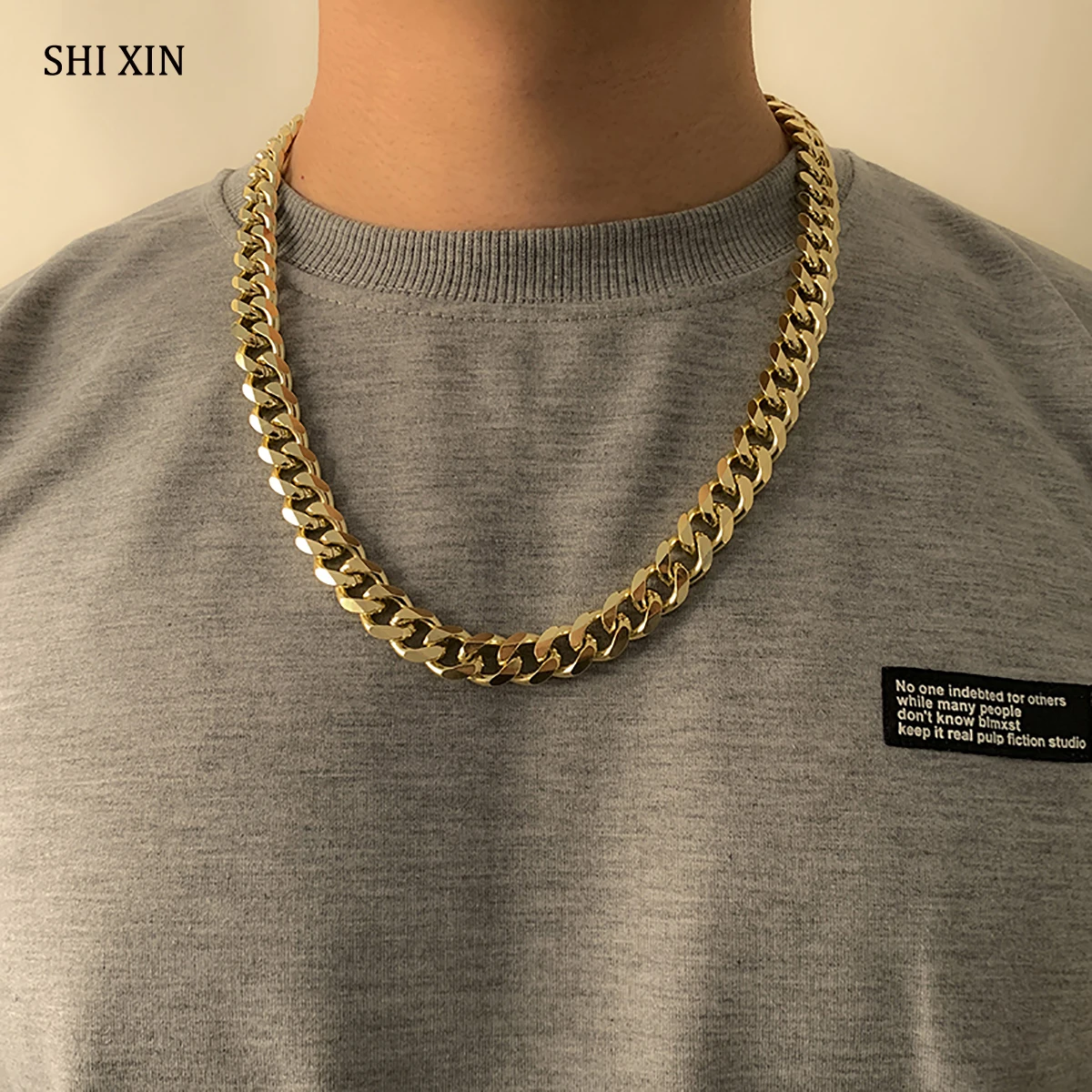 Ожерелье SHIXIN из толстой кубинской цепи в стиле хип хоп для мужчин и женщин