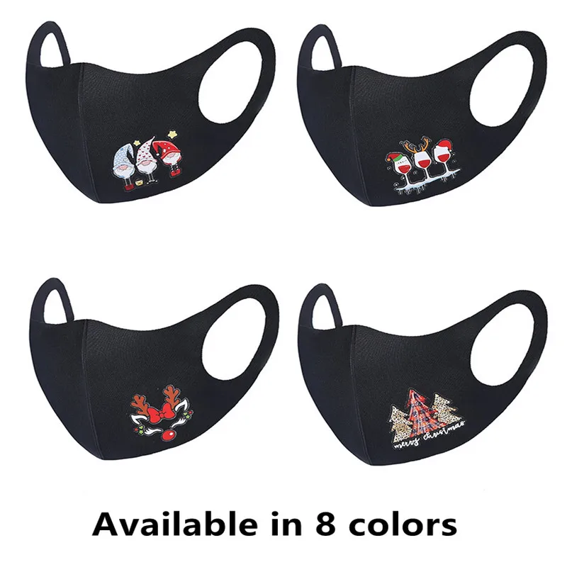 

New 2021 Happy New Year Marry Christmas Mask Ornaments Cartoon Santa Claus 3D Printed Adult Face Mask Christmas Decoration Mask