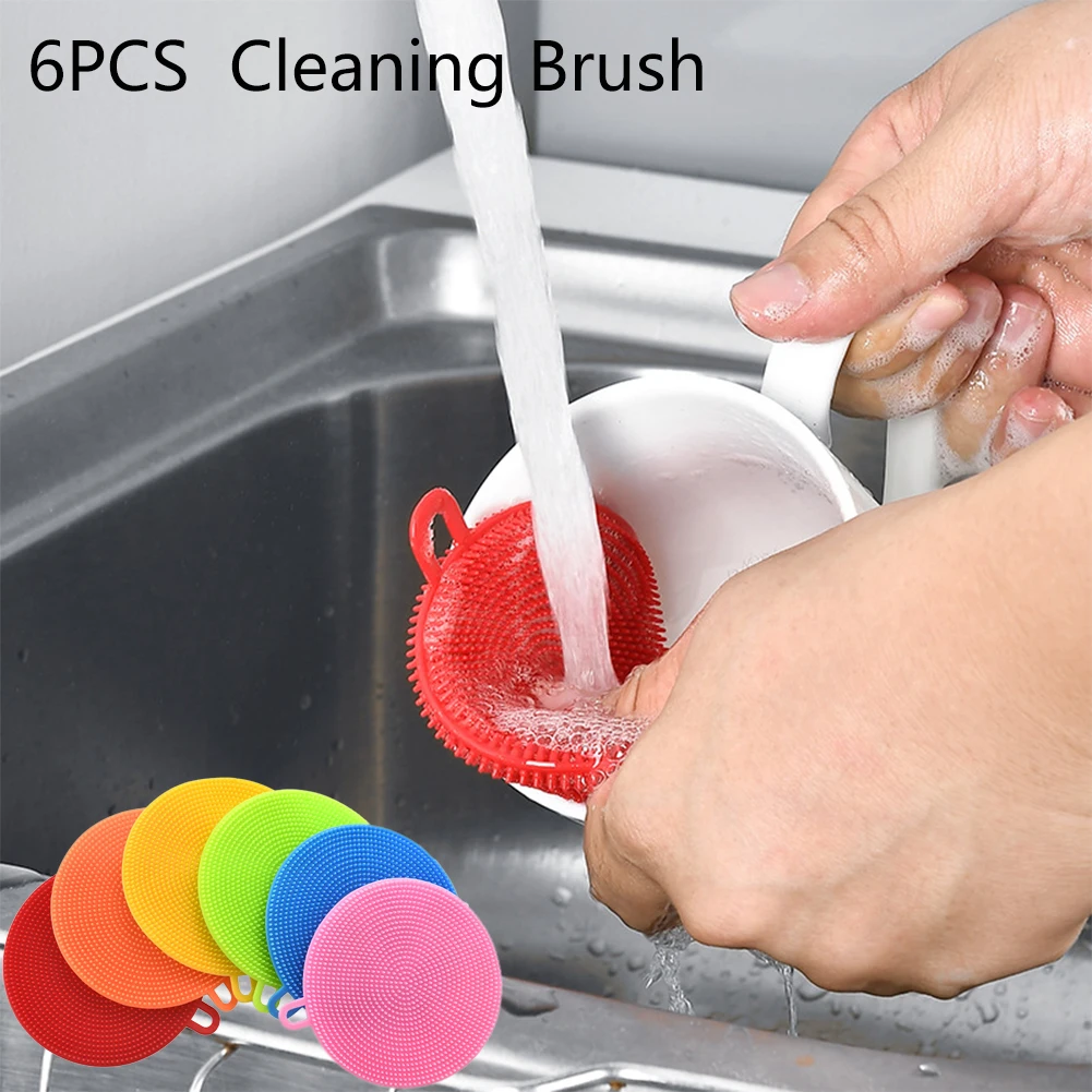 

6PCS Dish Sponges Dish Washing Scrubber Heat Resistent Dual-Sided Dish Cleaning Sponges Kitchen Gadgets Household Accessories