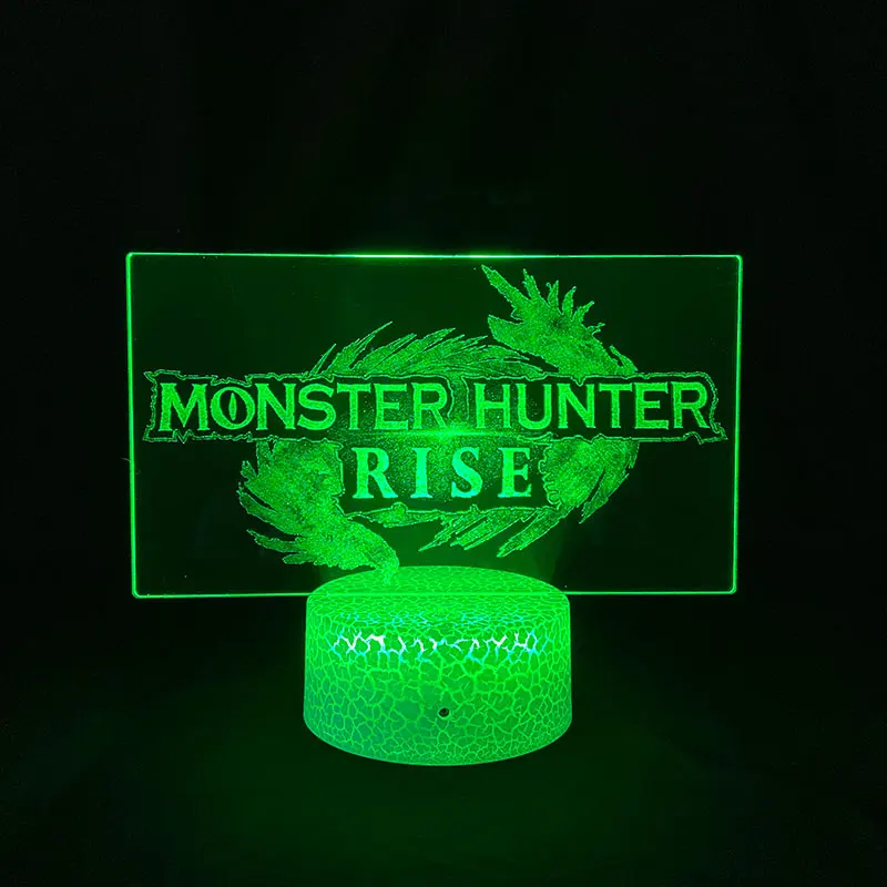 

Monster Hunter Rise 3D Picture Light Alarm Clock Base Lamp Light Delineascope Projection Night Atmosphere Colorful with Remote