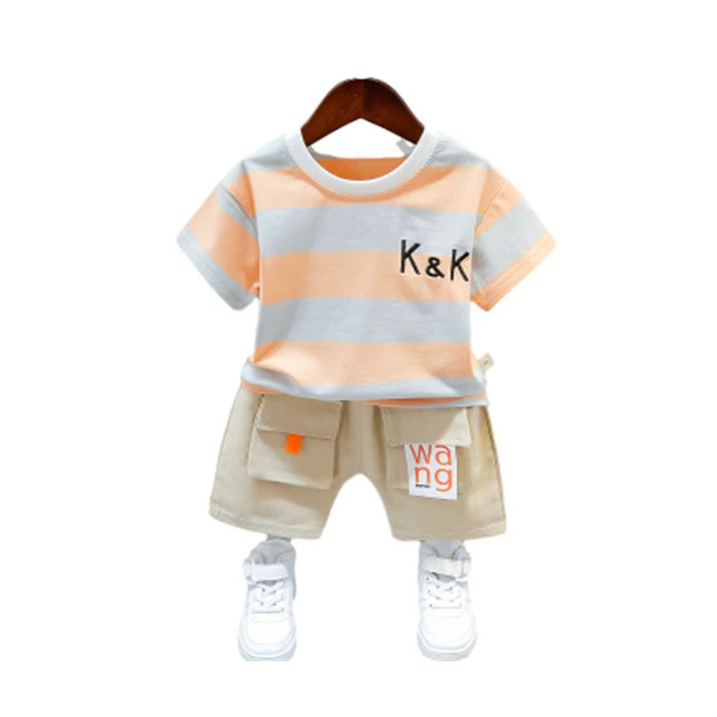 Комплект детской одежды для маленьких мальчиков летний спортивный костюм