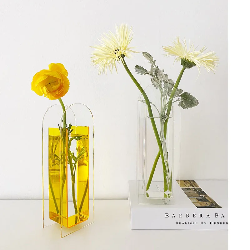 

Акриловая яркая ваза, креативная ваза для цветов, простое украшение для гостиной, современный декор