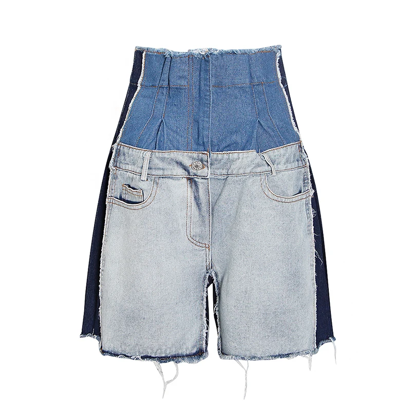 Женские джинсовые шорты SISPELL в стиле пэчворк, свободные прямые шорты с высокой талией и широкими штанинами, 2020 от AliExpress RU&CIS NEW