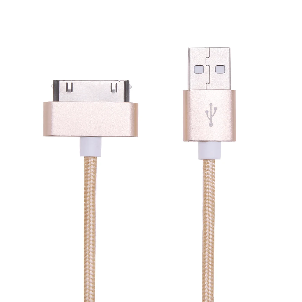 Нейлоновый USB кабель для IPhone 4S 4, металлический штекер, нейлоновый плетеный провод, кабель для зарядного устройства, 2,1 A, шнур для быстрой зарядки и синхронизации данных для IPad 1, 2, 3
