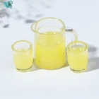 3 шт.компл. 1:12 миниатюрная бутылка для сока для кукольного домика + 2 чашки кукольные кухонные игрушки аксессуары