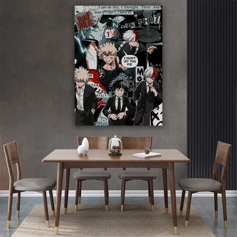 

Wall Art Deku and Todoroki Bakugo Aesthetic Canvas Paintings Printed Anime Pictures Home Decoration Modular Poster Living Room
