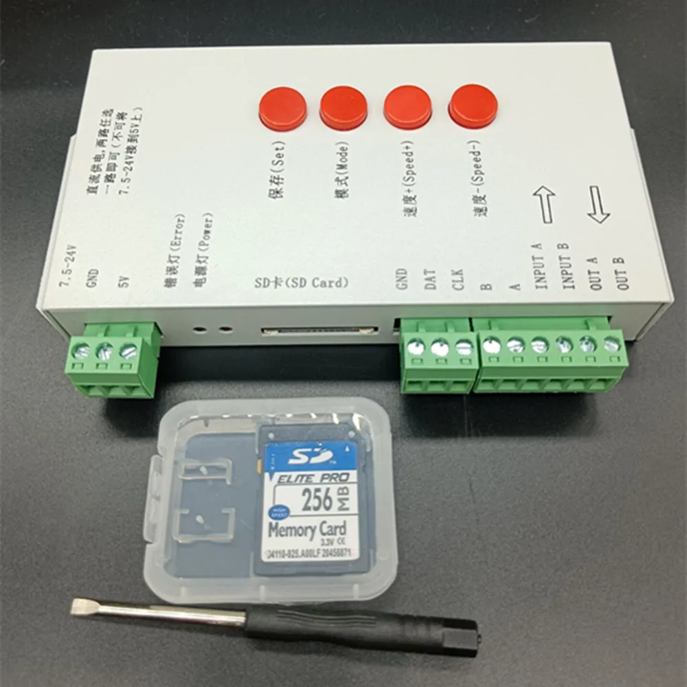 T1000S SD Card WS2801 WS2811 WS2812B LPD6803 LED 2048 Pixels Controller DC5~24V T-1000S RGB | Освещение