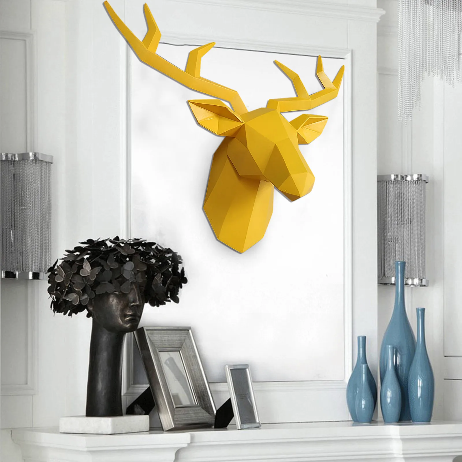 

Diy Craft Animal Head Head Sculpture Wall Hanging Statue Decor Home Decoration Accessories Deer Head Abstract Sculpture Decro