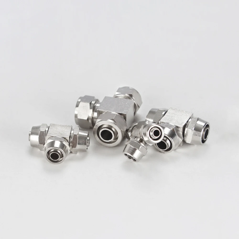 

Быстрое скручивание соединения ПЭ Пневматический фитинг 4-16 мм подходящий Соединительный Пневматический фитинг т типа никелированная латунь