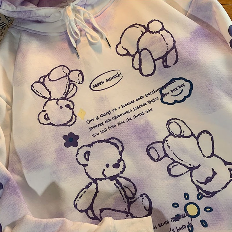 Vintage Tie Dye Aesthetic Oversized Woman Hoodie Kawaii Fashion Korean Harajuku Sweetshirt Clothes For Women Plus Size Pullover
