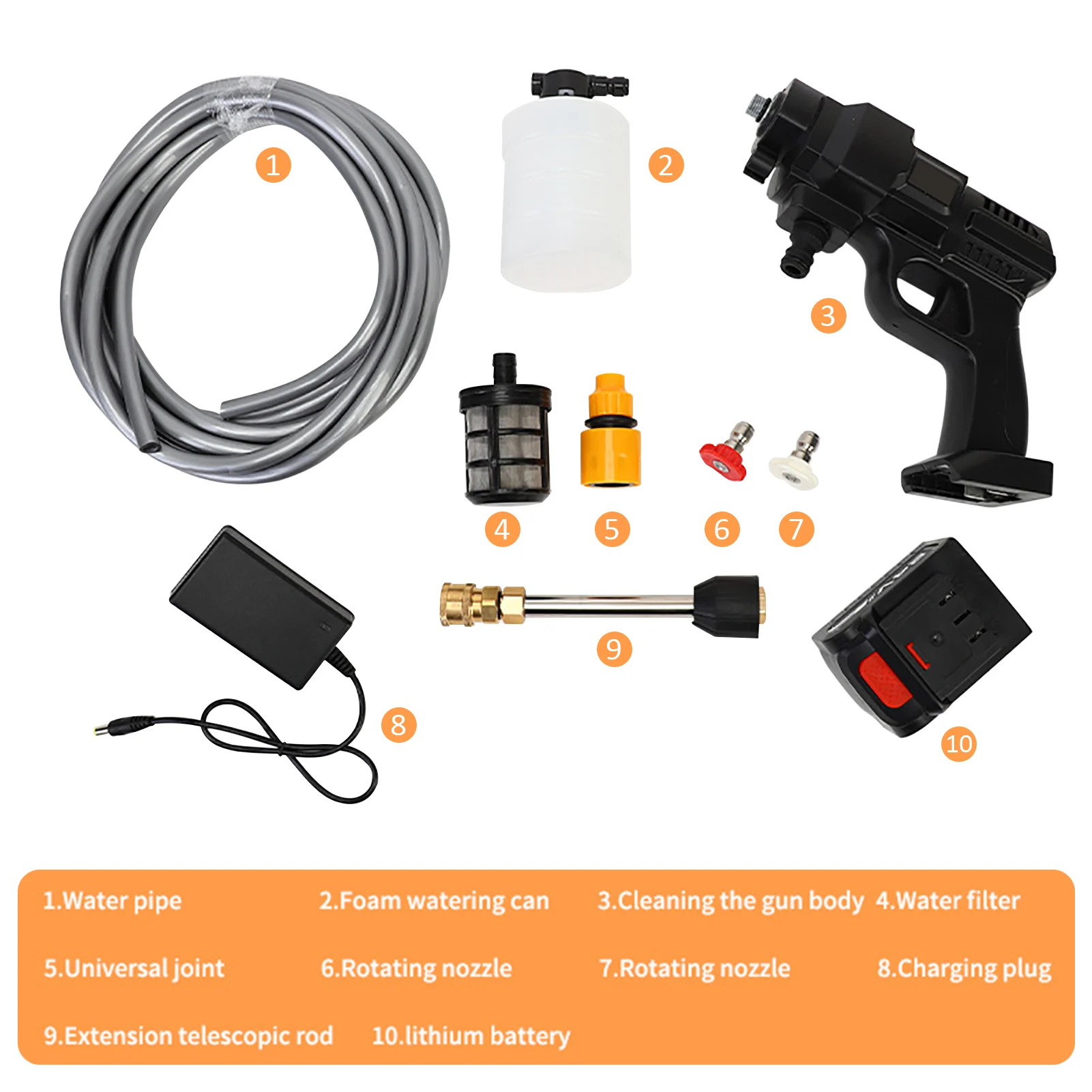 Дешево Автомобильный водяной пистолет высокого давления, мойка, Бескровная ручная портативная перезаряжаемая литиевая батарея, мойка автомобиля,... Pаспродажа Автомобильный водяной пистолет высокого давления, мойка, Бескровная ручная портативная перезаряжаемая литиевая батарея, мойка автомобиля,...