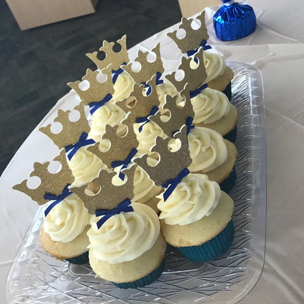 Персонализированная блестящая корона для капкейков Королевский принц украшения