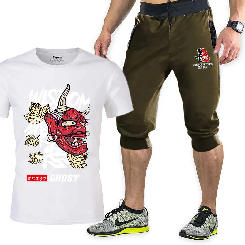 

Летний мужской костюм с принтом спортивная одежда для мужчин спортивный костюм повседневный комплект одежды из 2 предметов футболка + брюки...