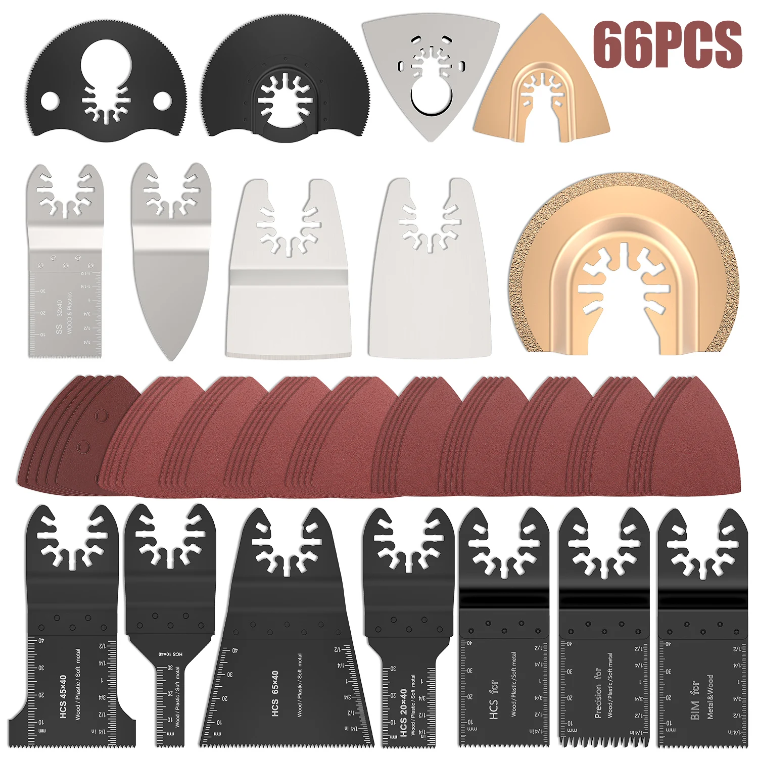

Новинка, 66 шт., Высокоуглеродистая сталь, быстрая замена, качающийся многофункциональный инструмент, лезвия для пилы, аксессуары для механи...