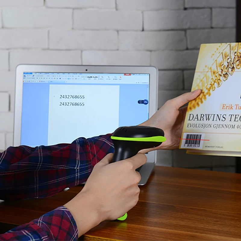 Портативный лазер сканера беспроводной Bluetooth 1D/2D QR считыватель штрих кодов с