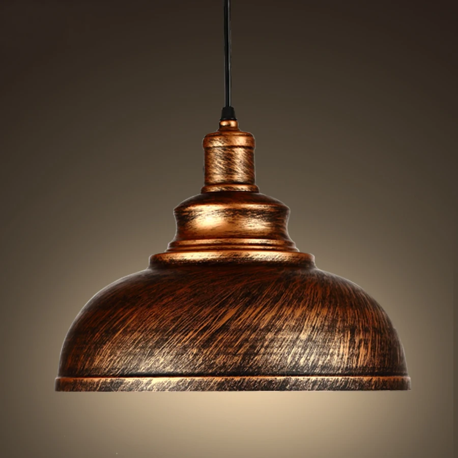 Винтажный круглый подвесной светильник в стиле ретро промышленный из кованого