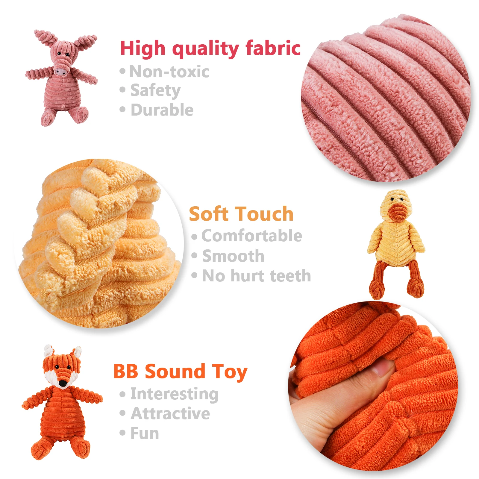 

13 Colors Dog Chew Squeak Toys Rope Interactive Toy Cute Monkey Bear Lion Animal Plush Toy Puppy Chew Molar Toy Wholesale