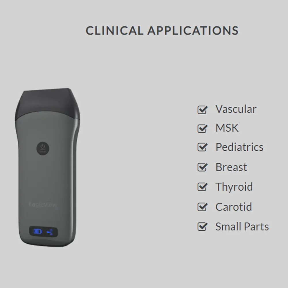 

128 Elements Wireless Handheld Ultrasound Probe Scanner Vascular MSK Pediatrics Medical up to 100mm 7.5MHz 10MHz Frequency